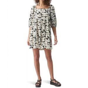 Sanctuary Black and White Puff Sleeve Mini Dress